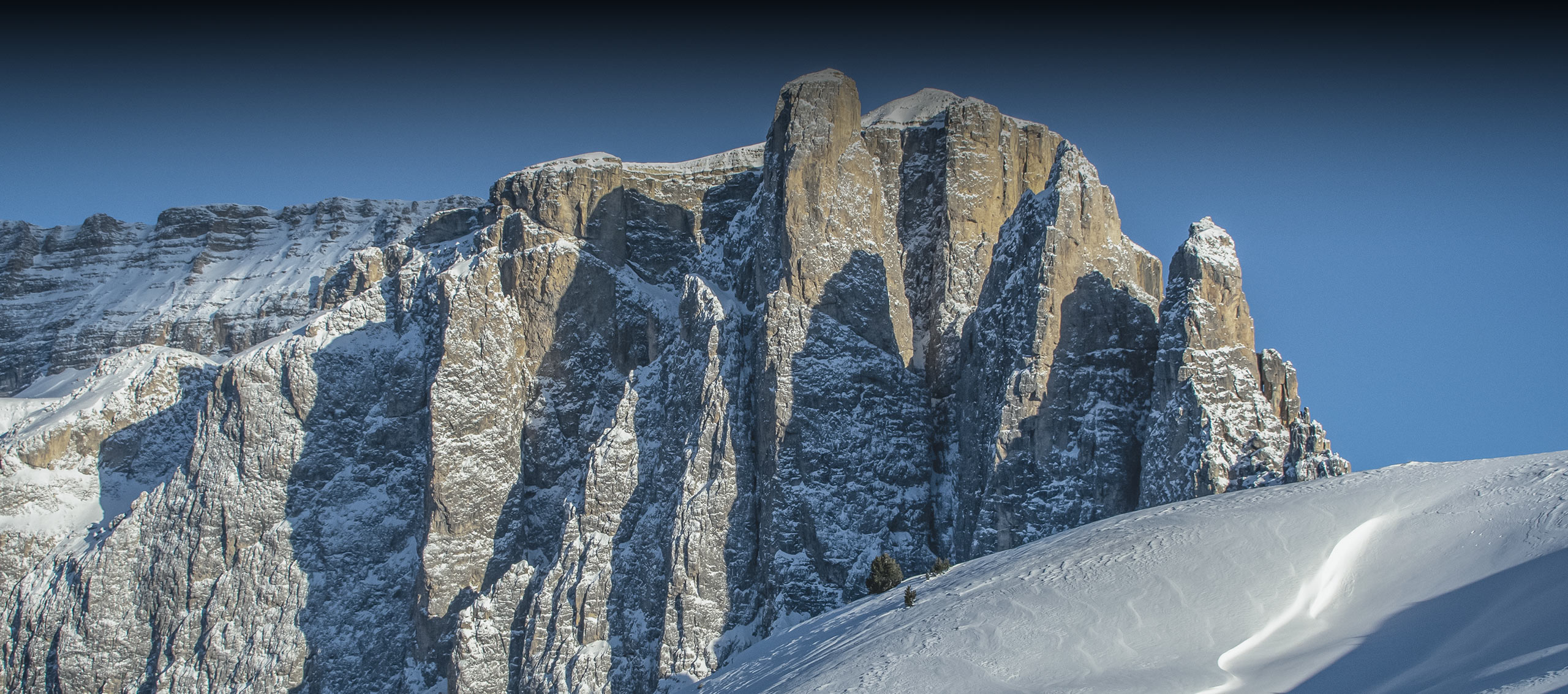 Winter activity in Selva in Val Gardena, Dolomites
